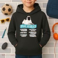 Funny Pug Pug Rules Pug Lover Pug Owner Kids Hoodie thumb 2