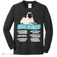 Funny Pug Pug Rules Pug Lover Pug Owner Kids Long Sleeve Shirt thumb 0