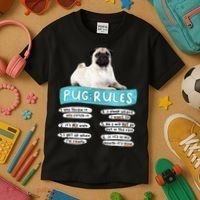 Funny Pug Pug Rules Pug Lover Pug Owner Kids T-Shirt thumb 3