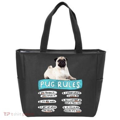 Funny Pug Pug Rules Pug Lover Pug Owner Tote Bag