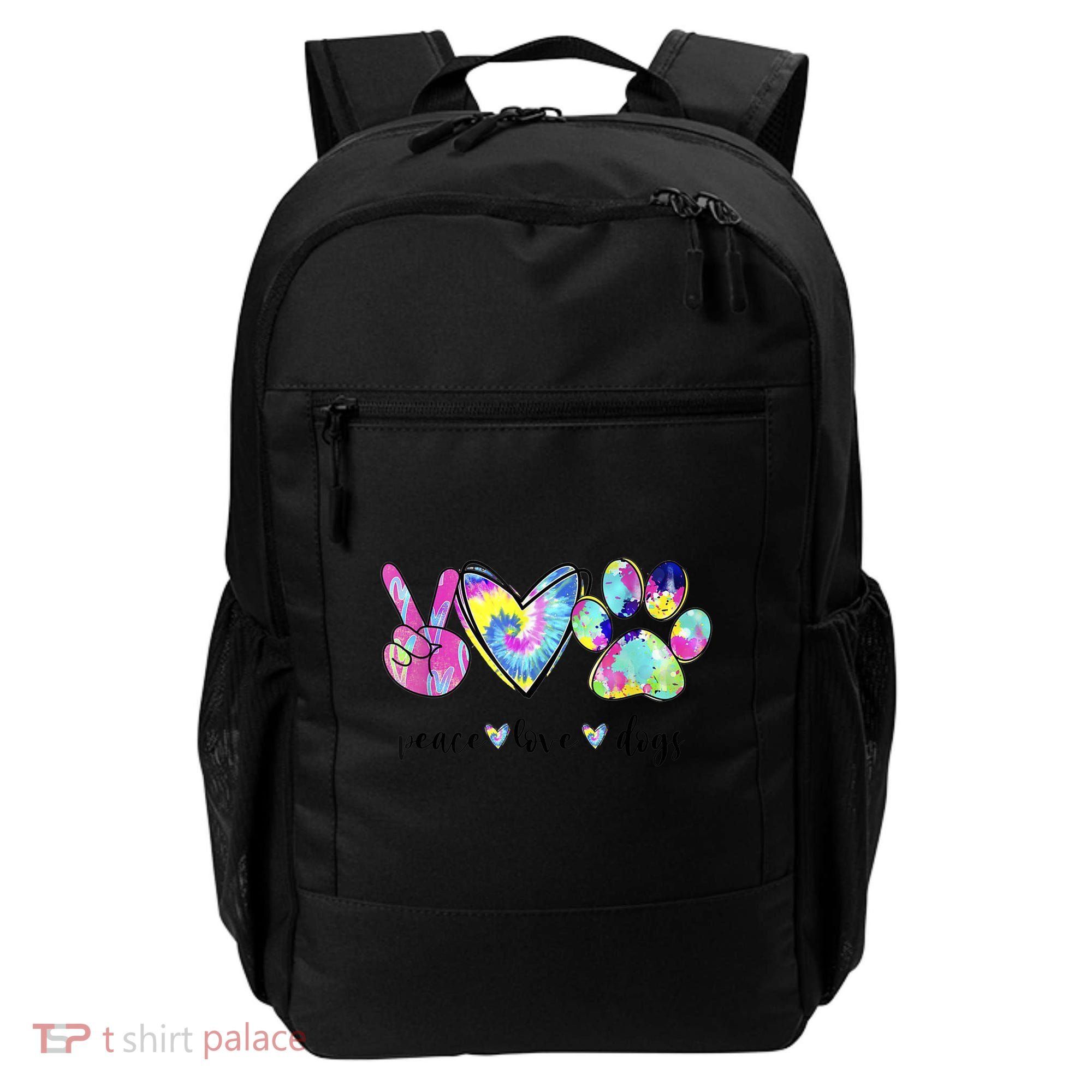 Funny Puppy Paw Dog Gift Peace Love Dogs Lover Gift Backpack