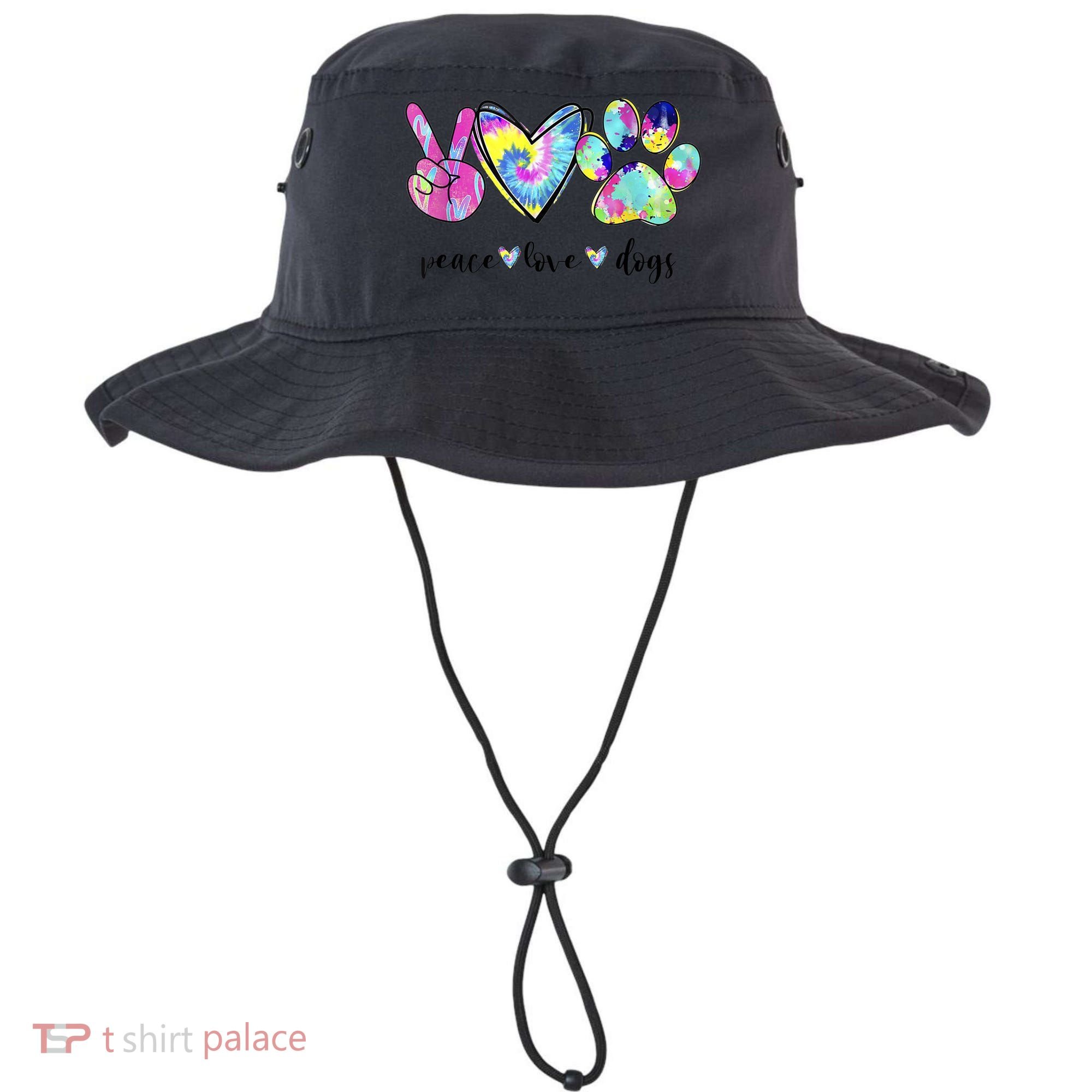 Funny Puppy Paw Dog Gift Peace Love Dogs Lover Gift Bucket Hat