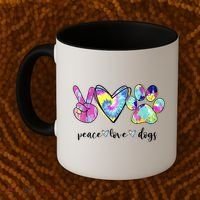 Funny Puppy Paw Dog Gift Peace Love Dogs Lover Gift Coffee Mug thumb 2
