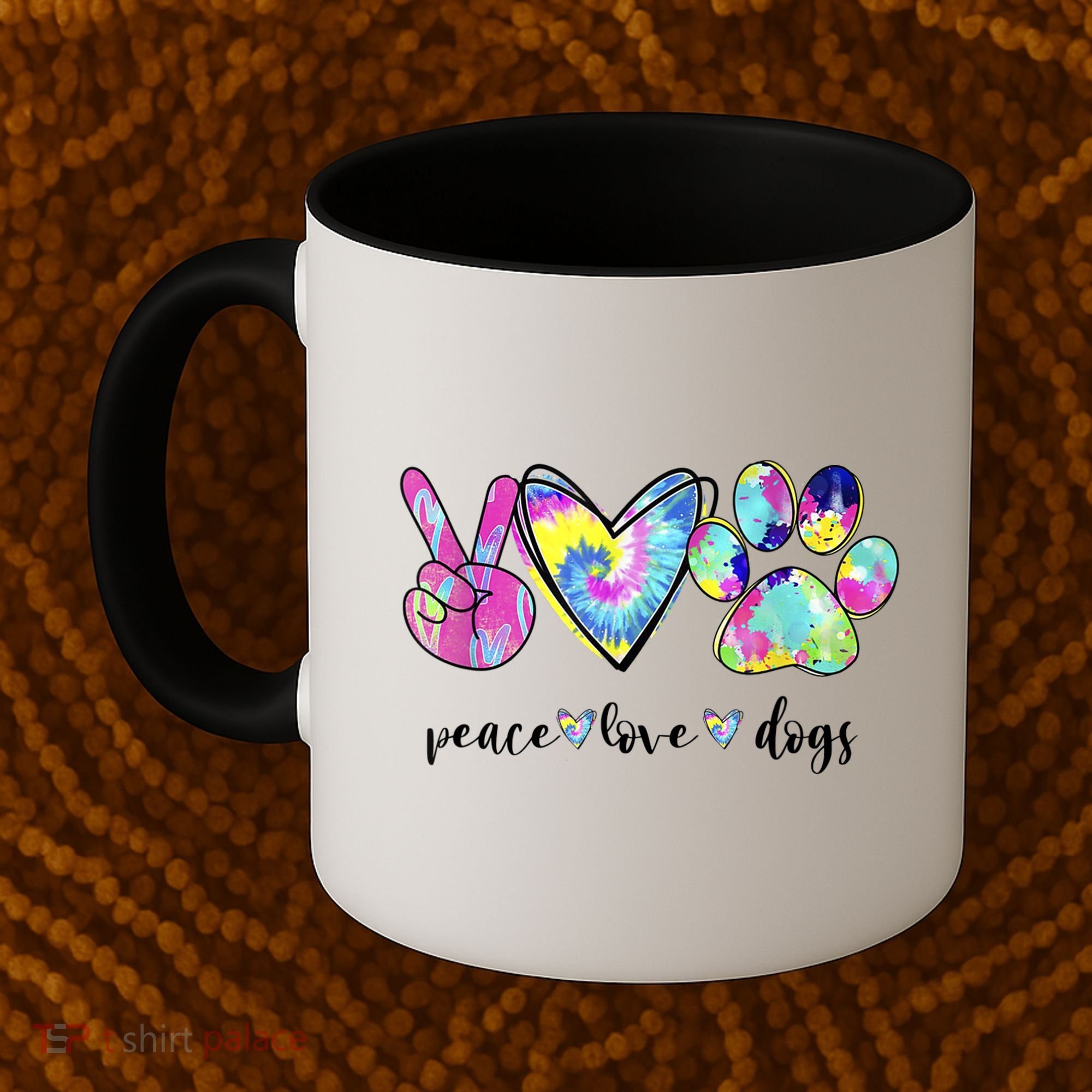 Funny Puppy Paw Dog Gift Peace Love Dogs Lover Gift Coffee Mug