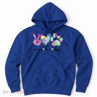 Funny Puppy Paw Dog Gift Peace Love Dogs Lover Gift Hoodie thumb 0