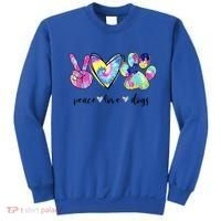 Funny Puppy Paw Dog Gift Peace Love Dogs Lover Gift Sweatshirt thumb 0