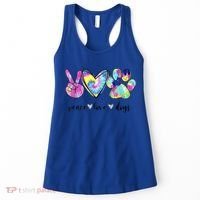 Funny Puppy Paw Dog Gift Peace Love Dogs Lover Gift Women's Tank Top thumb 0