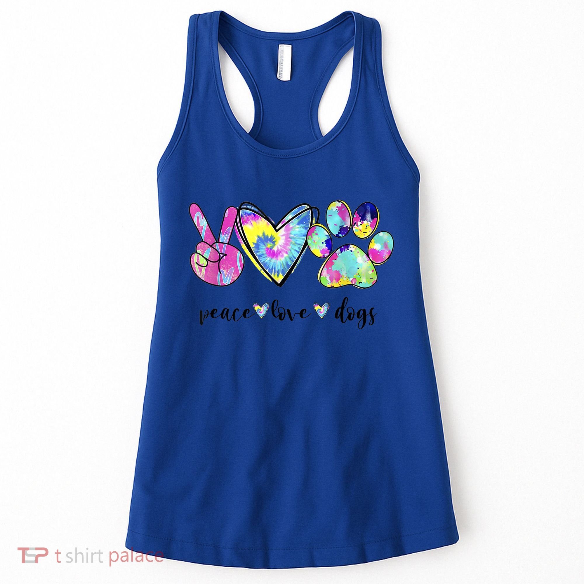 Funny Puppy Paw Dog Gift Peace Love Dogs Lover Gift Women's Tank Top