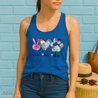 Funny Puppy Paw Dog Gift Peace Love Dogs Lover Gift Women's Tank Top thumb 2