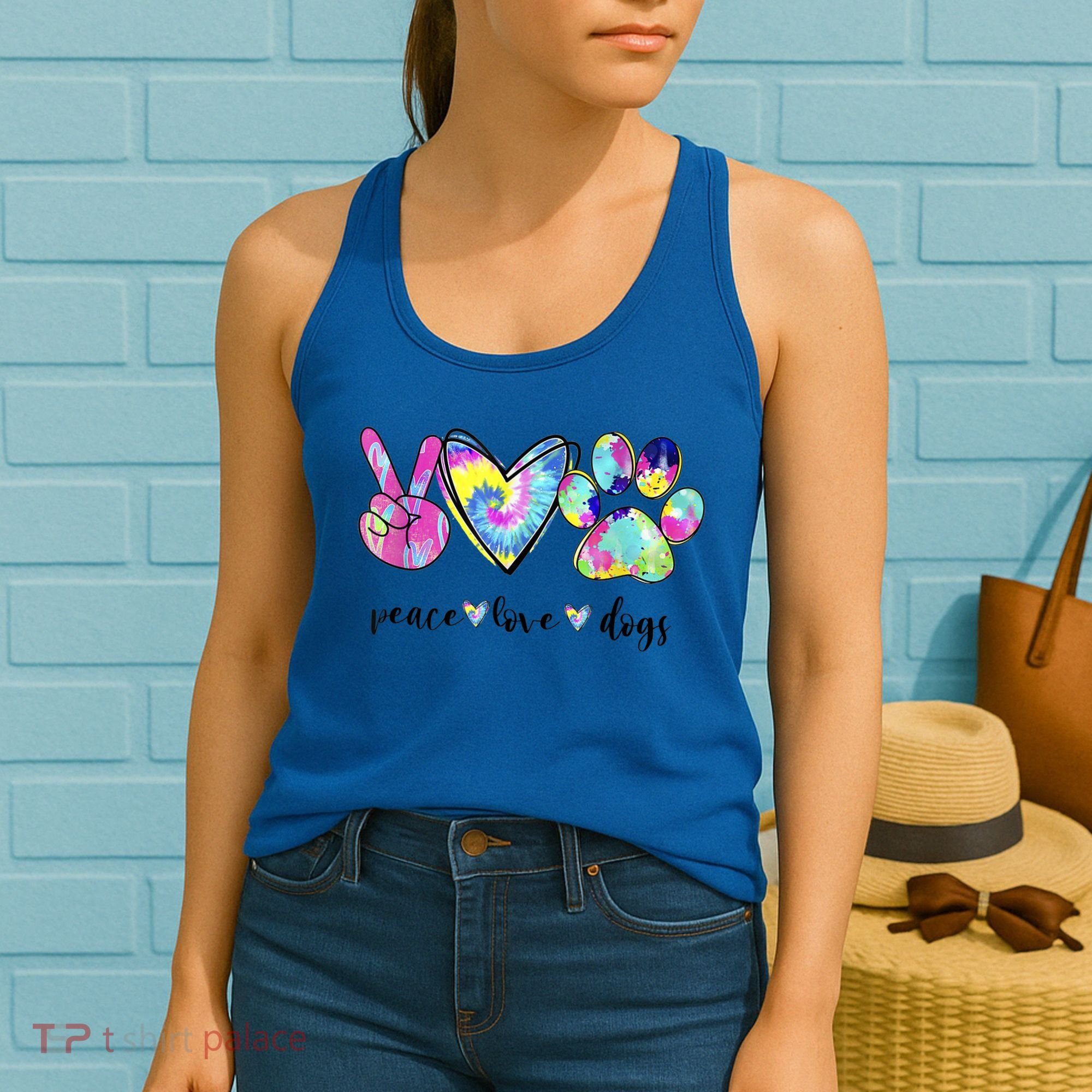 Funny Puppy Paw Dog Gift Peace Love Dogs Lover Gift Women's Tank Top