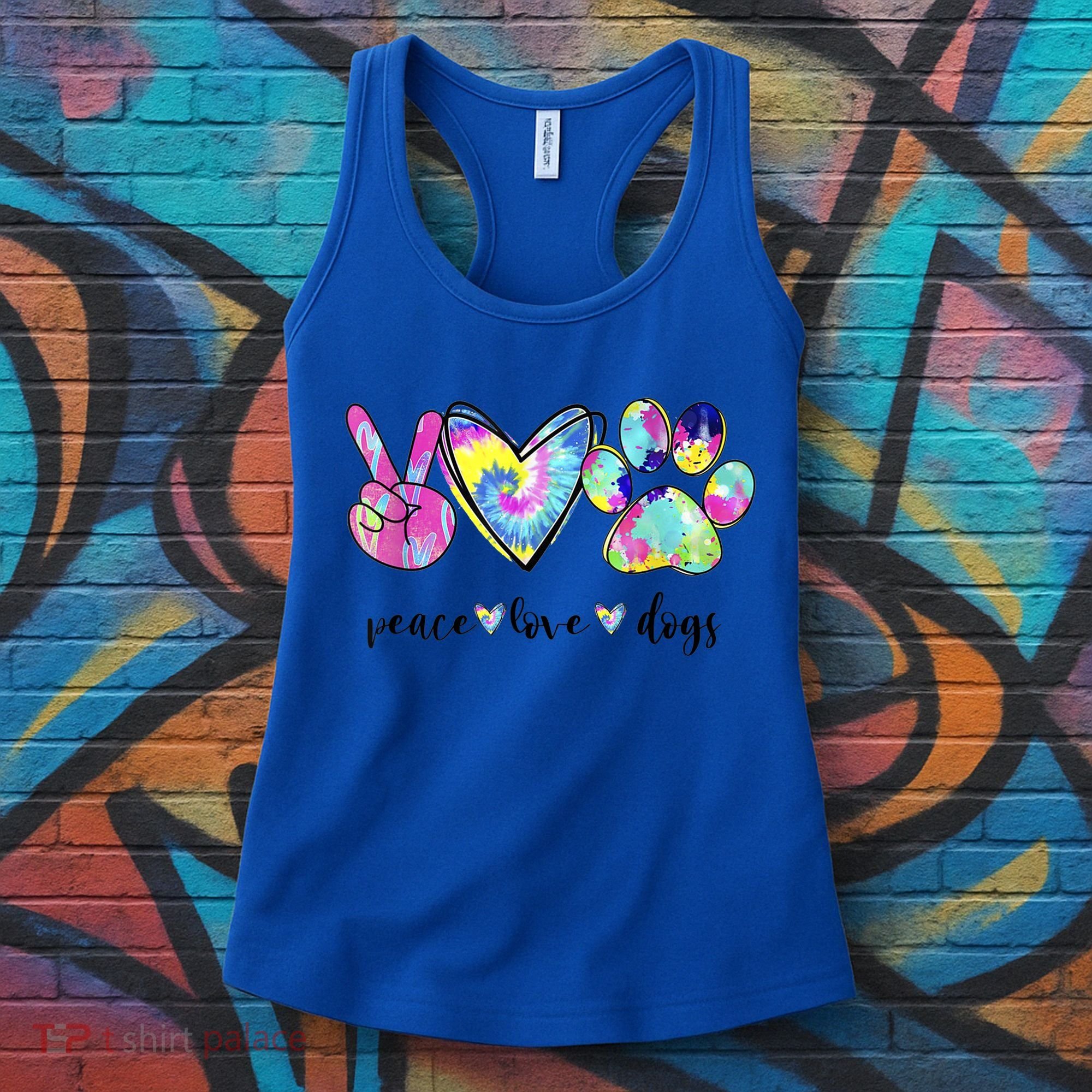 Funny Puppy Paw Dog Gift Peace Love Dogs Lover Gift Women's Tank Top