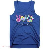 Funny Puppy Paw Dog Gift Peace Love Dogs Lover Gift Tank Top thumb 0
