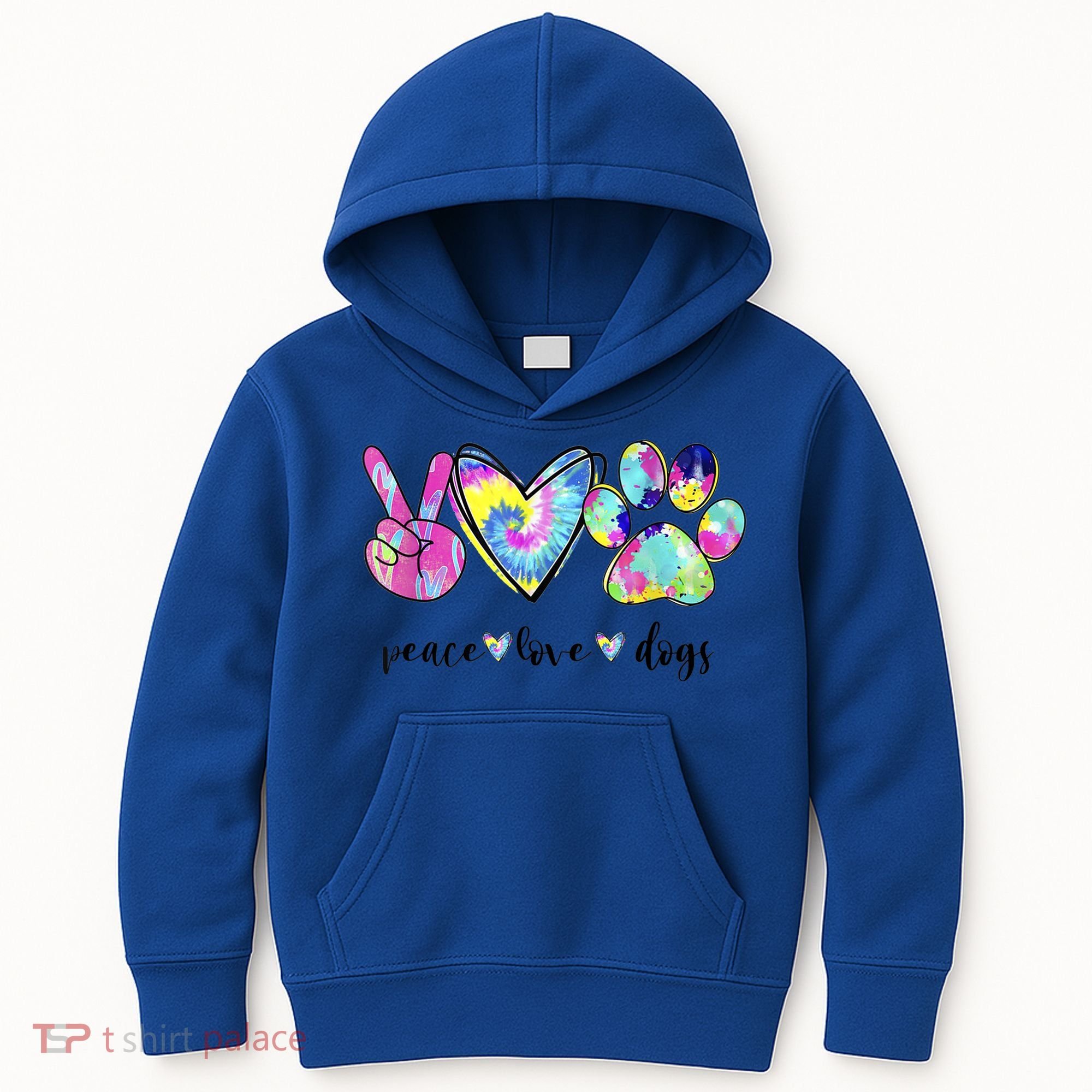 Funny Puppy Paw Dog Gift Peace Love Dogs Lover Gift Kids Hoodie