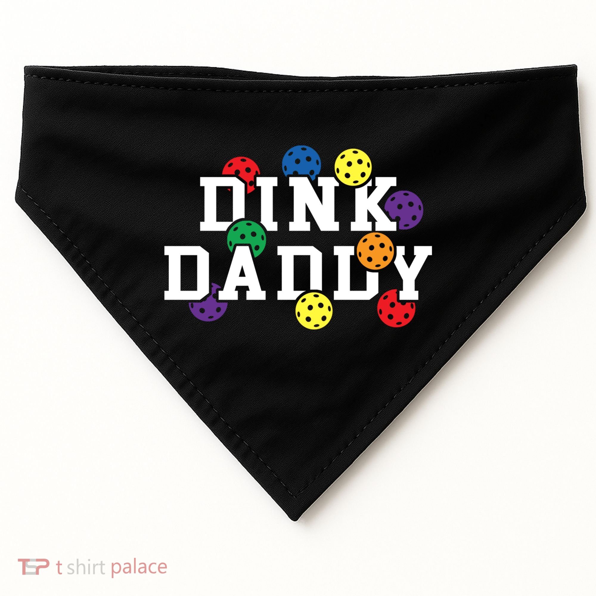 Funny Pickleball Pun For Pickleball Players Dink Daddy Gift USA-Made Doggie Bandana