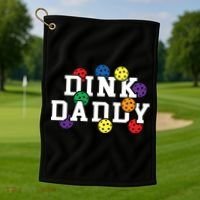 Funny Pickleball Pun For Pickleball Players Dink Daddy Gift Golf Towel thumb 1
