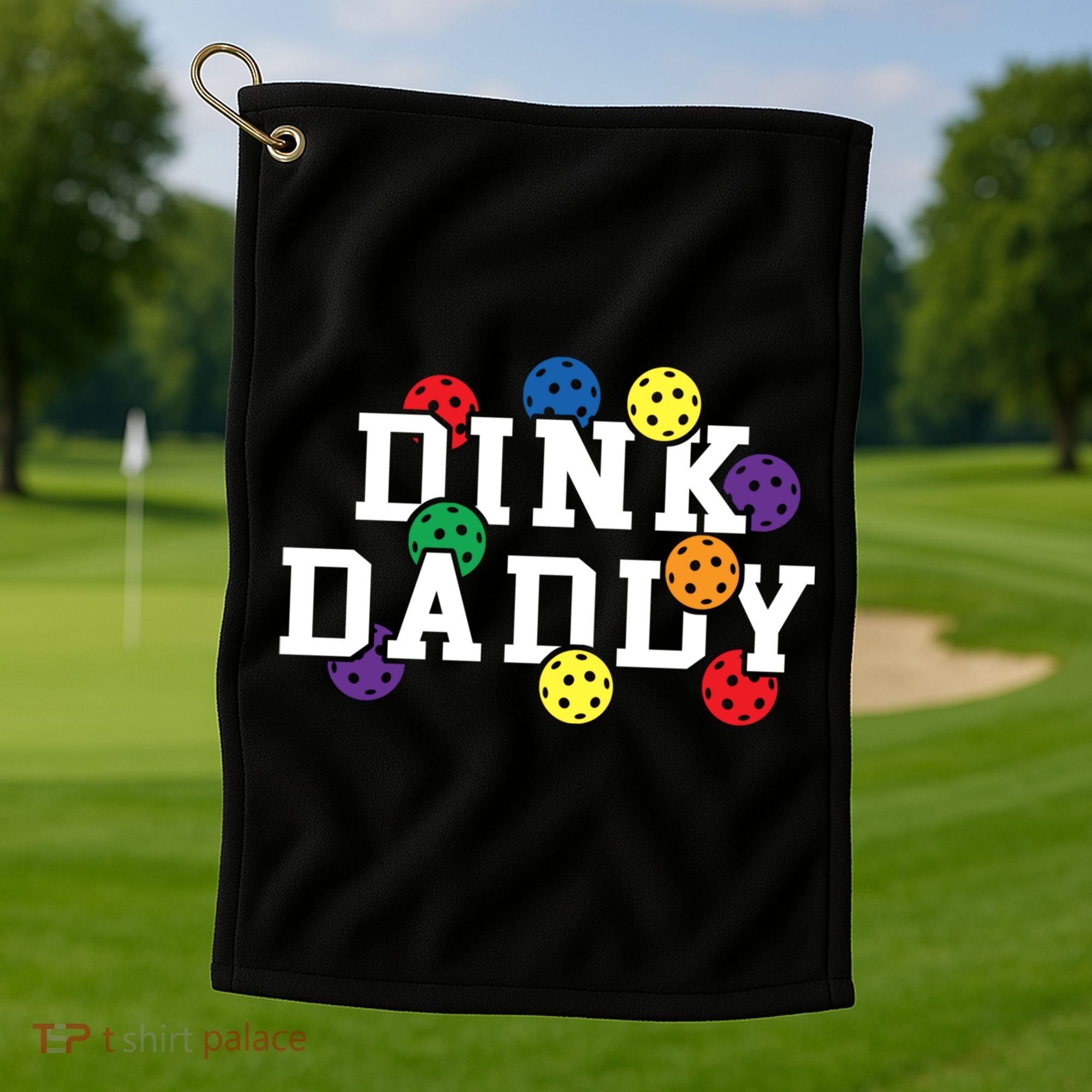 Funny Pickleball Pun For Pickleball Players Dink Daddy Gift Golf Towel