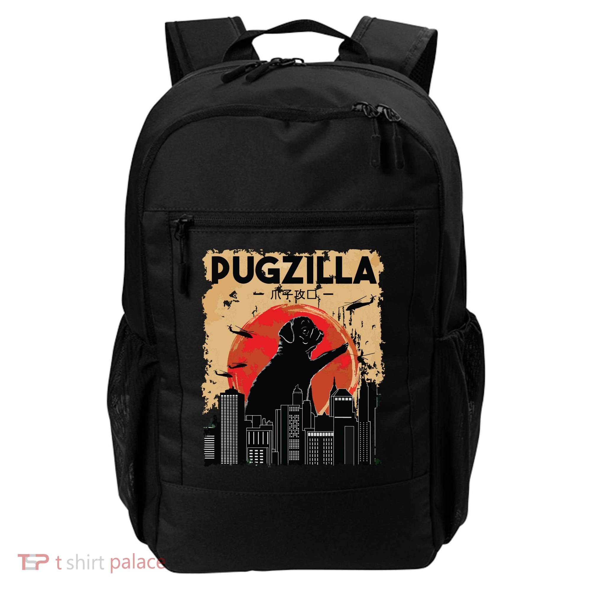 Funny Pug Pugzilla Funny Dog Pug Backpack