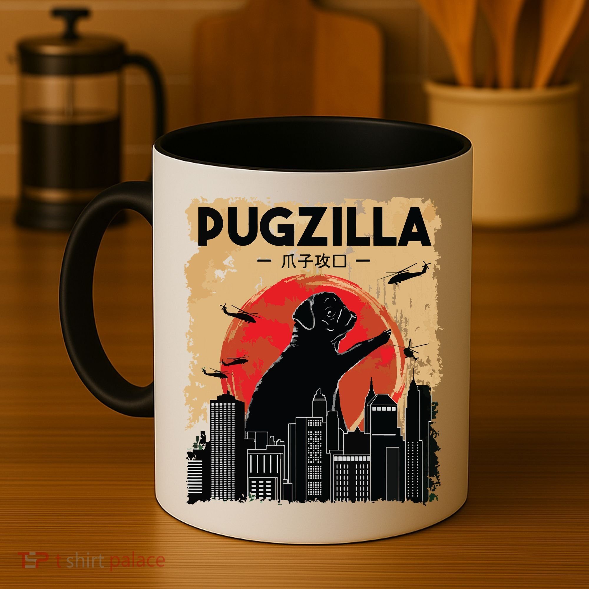 Funny Pug Pugzilla Funny Dog Pug Coffee Mug