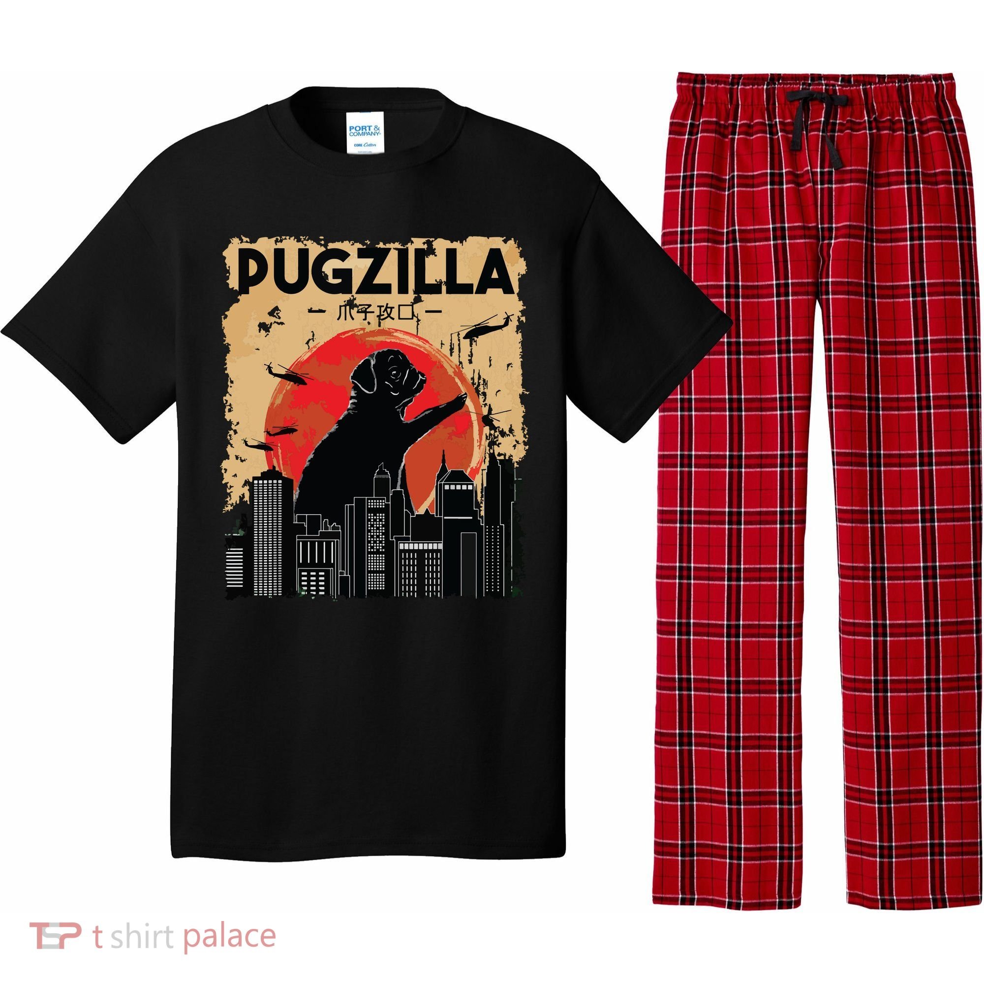Funny Pug Pugzilla Funny Dog Pug Pajama Set