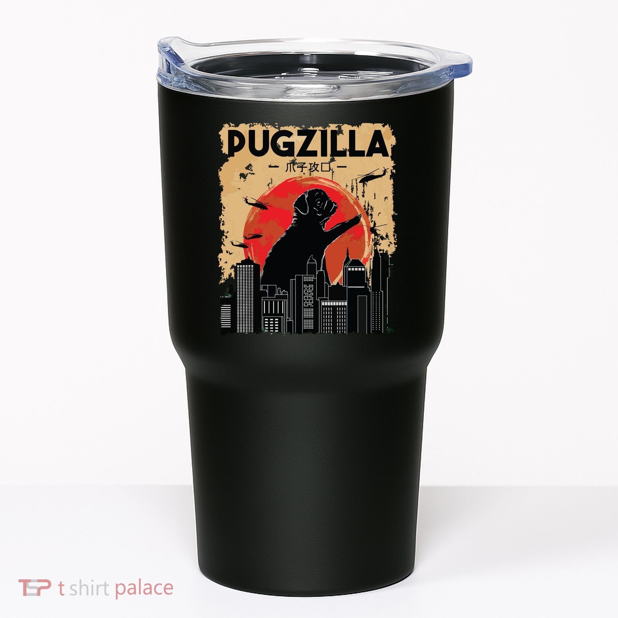 Funny Pug Pugzilla Funny Dog Pug Tumbler
