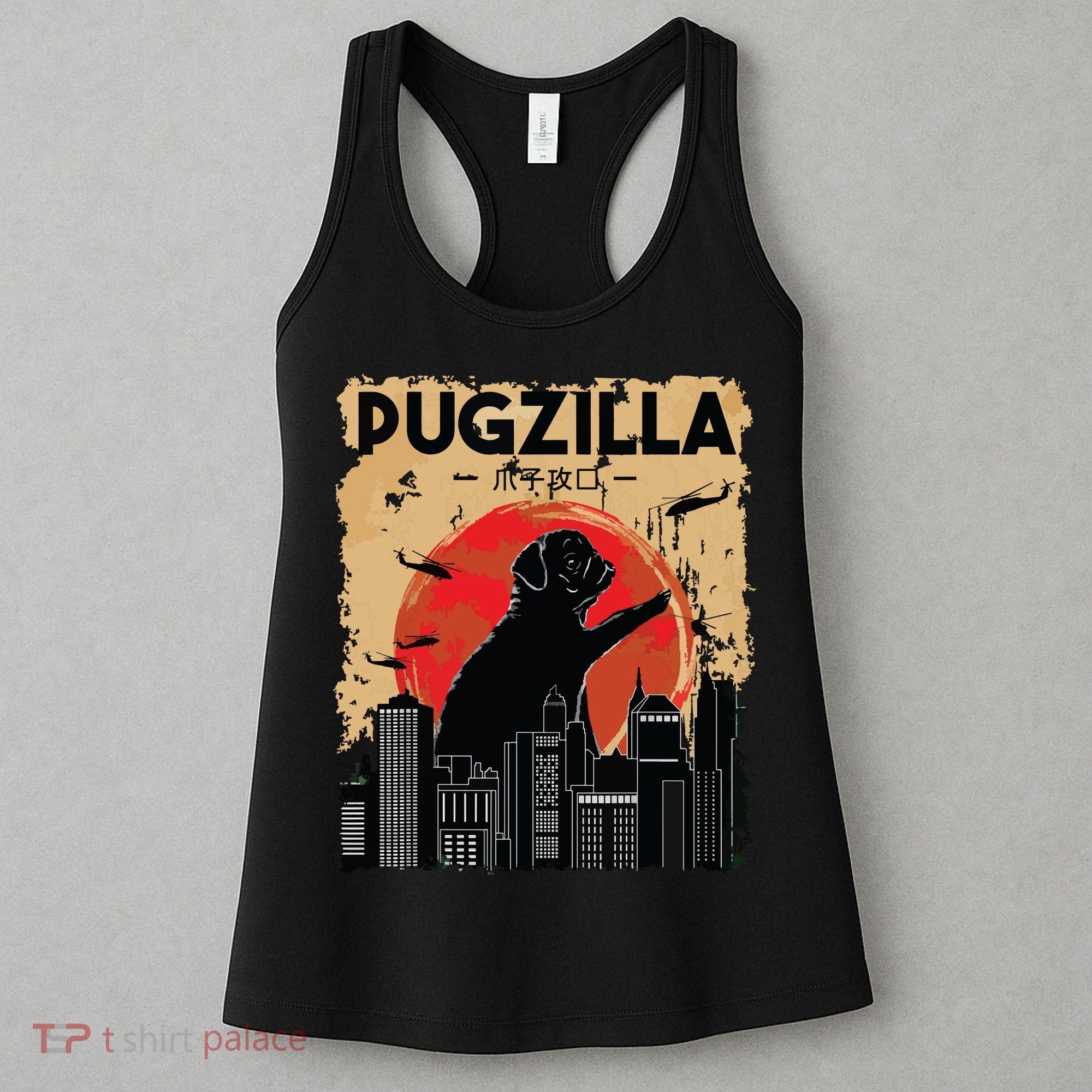 Funny Pug Pugzilla Funny Dog Pug Women's Tank Top