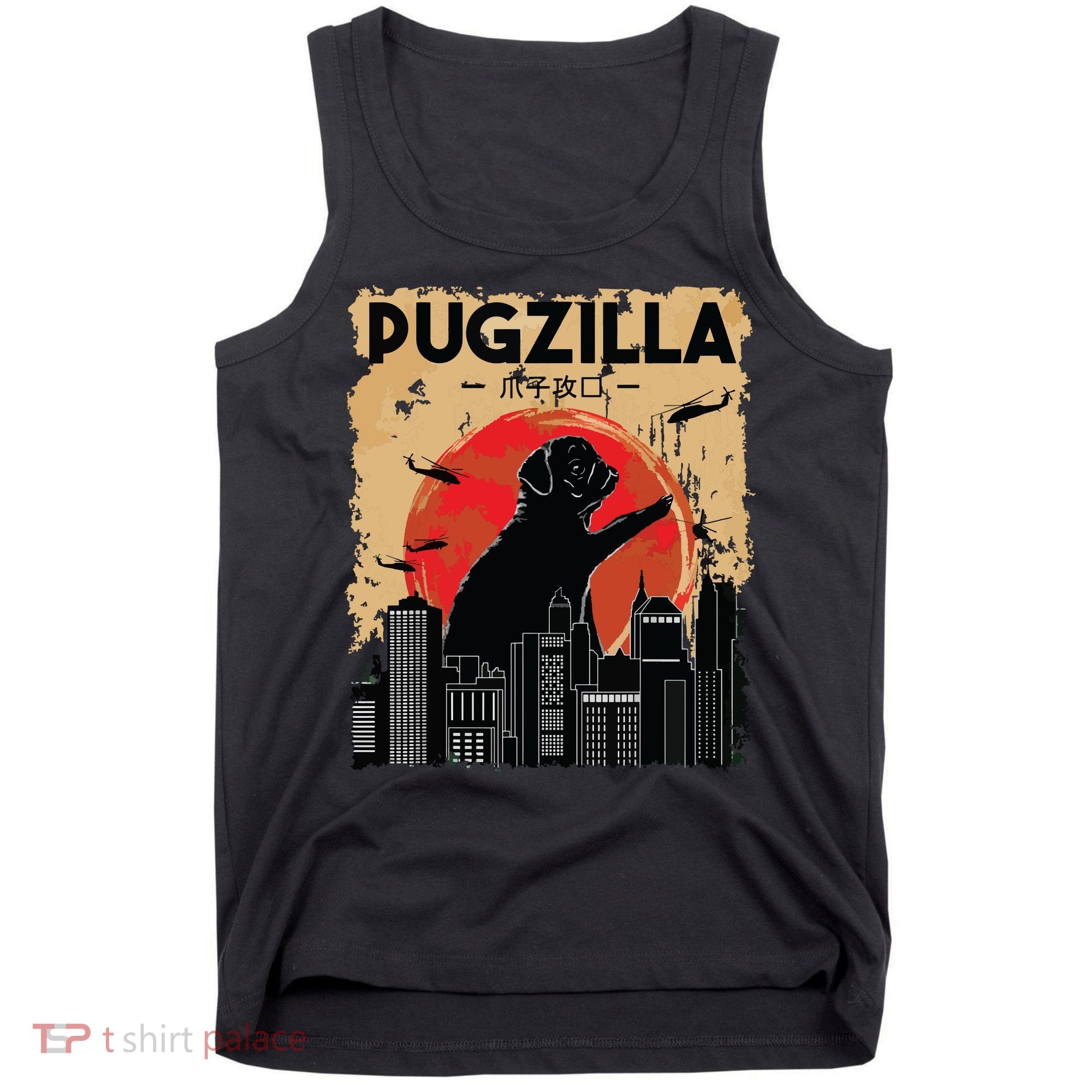 Funny Pug Pugzilla Funny Dog Pug Tank Top