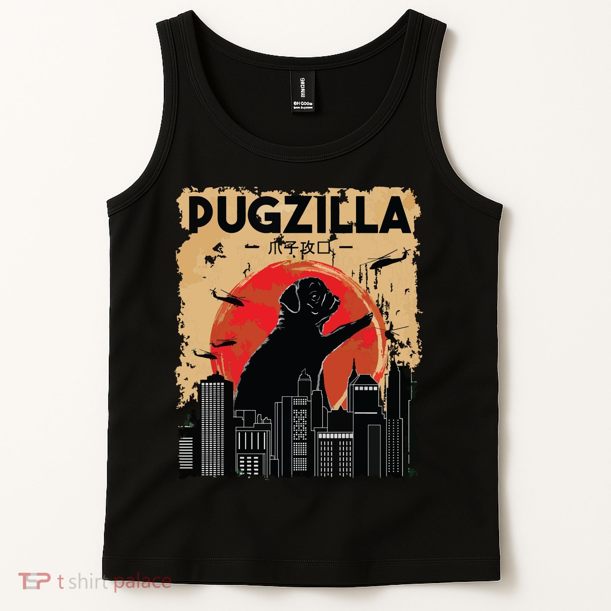 Funny Pug Pugzilla Funny Dog Pug Tank Top