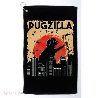 Funny Pug Pugzilla Funny Dog Pug Golf Towel