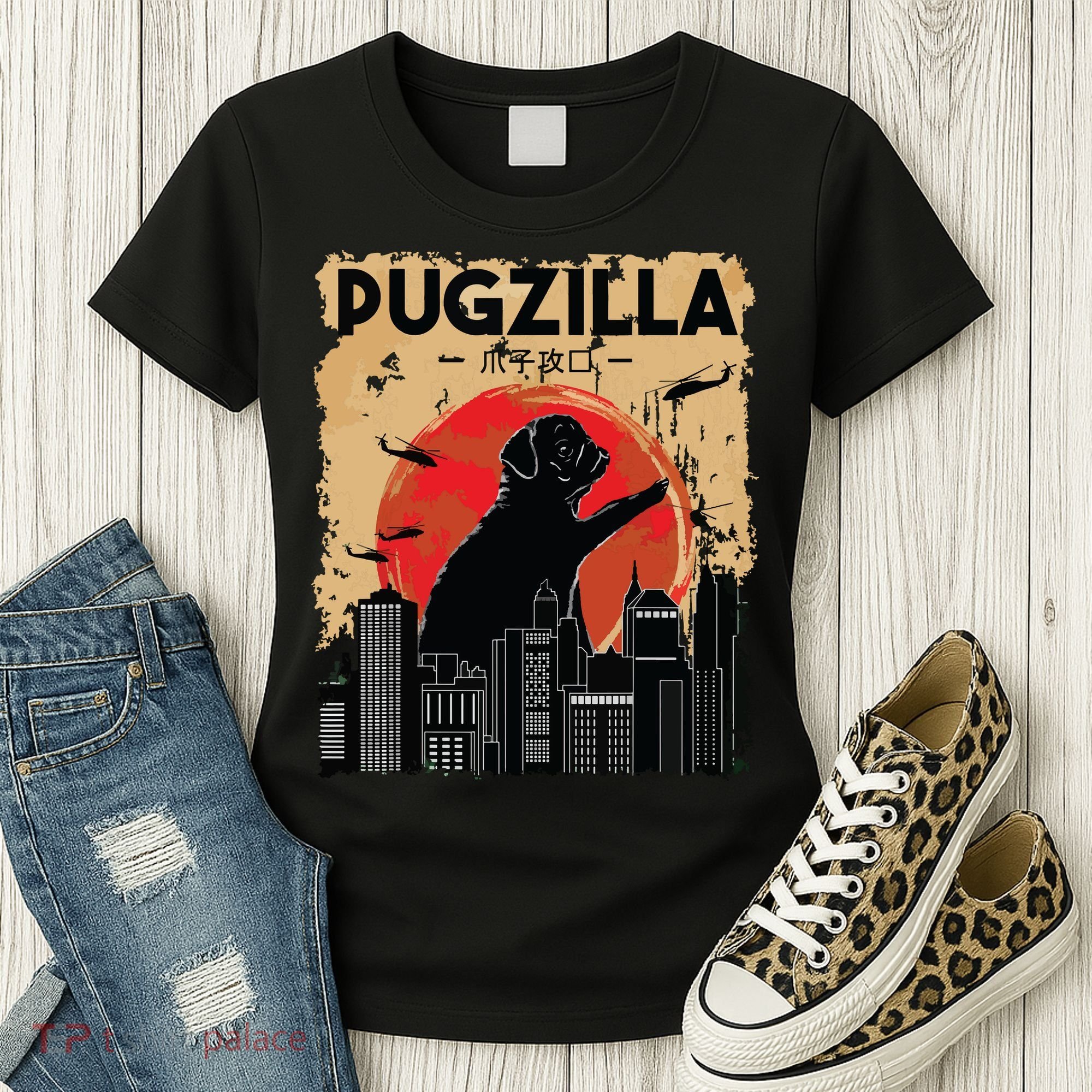Funny Pug Pugzilla Funny Dog Pug Women's T-Shirt