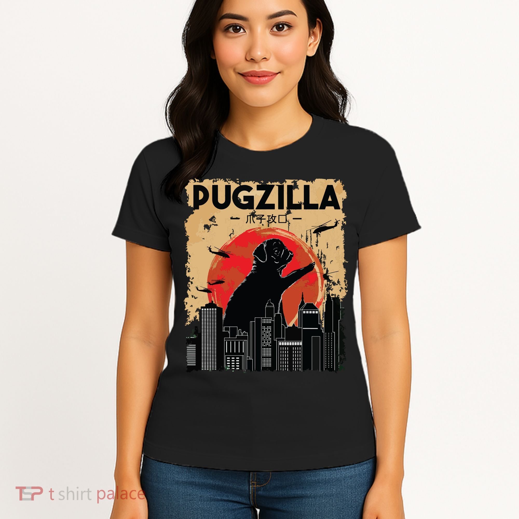 Funny Pug Pugzilla Funny Dog Pug Women's T-Shirt