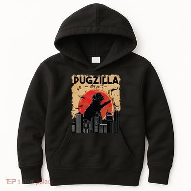 Funny Pug Pugzilla Funny Dog Pug Kids Hoodie