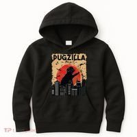 Funny Pug Pugzilla Funny Dog Pug Kids Hoodie thumb 0