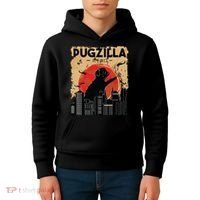 Funny Pug Pugzilla Funny Dog Pug Kids Hoodie thumb 4