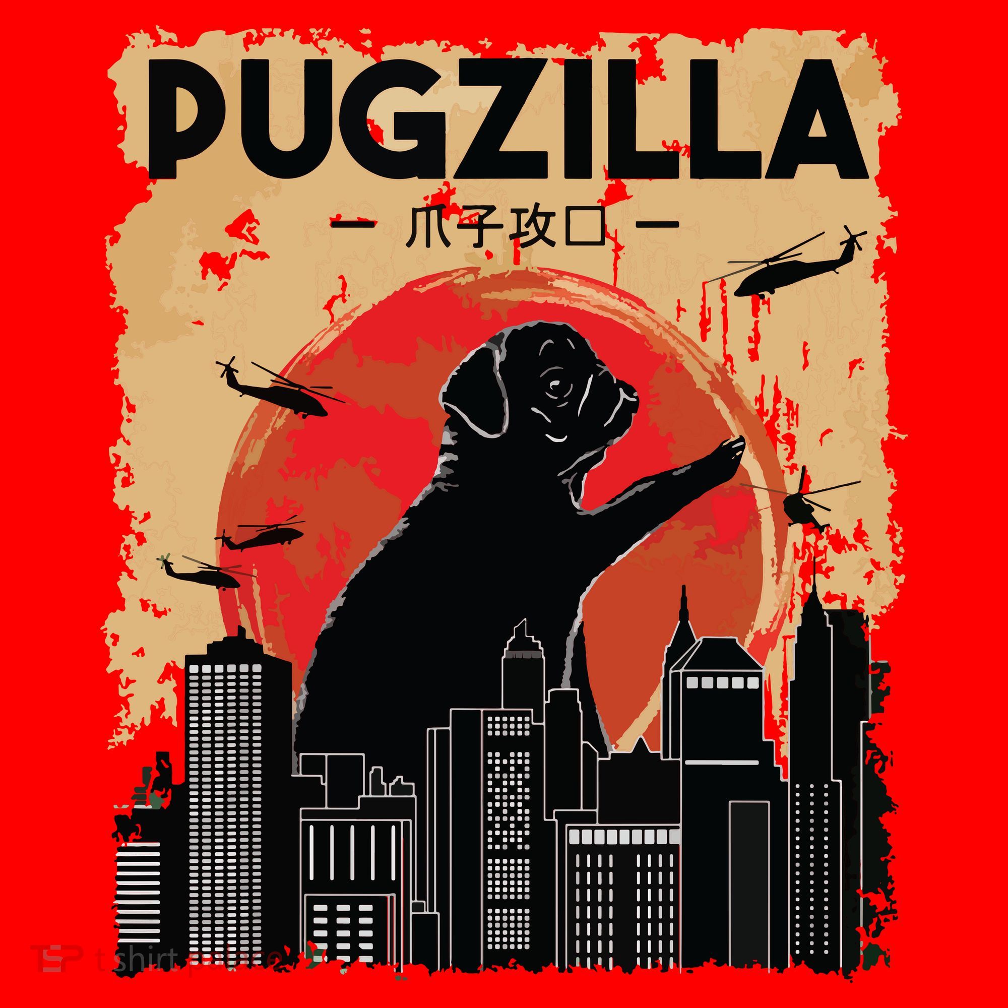 Funny Pug Pugzilla Funny Dog Pug Santa Hat