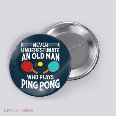 Funny Ping Pong Design Men Dad Grandpa Table Tennis Player Button