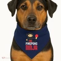 Funny Ping Pong Ninja Shirts Table Tennis USA-Made Doggie Bandana thumb 1