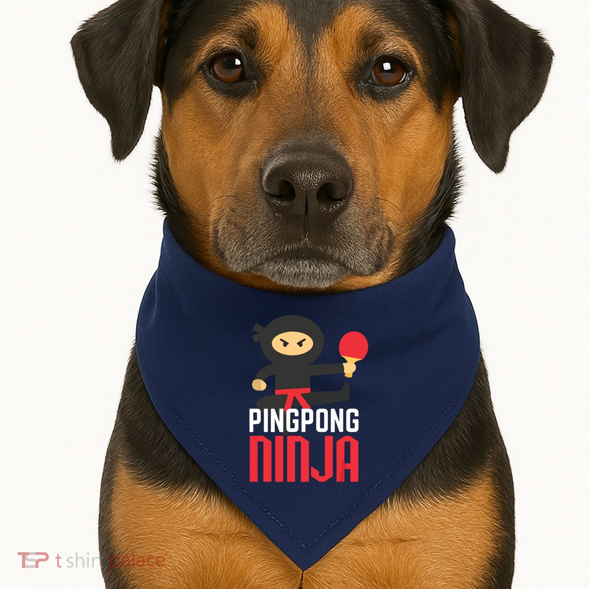 Funny Ping Pong Ninja Shirts Table Tennis USA-Made Doggie Bandana