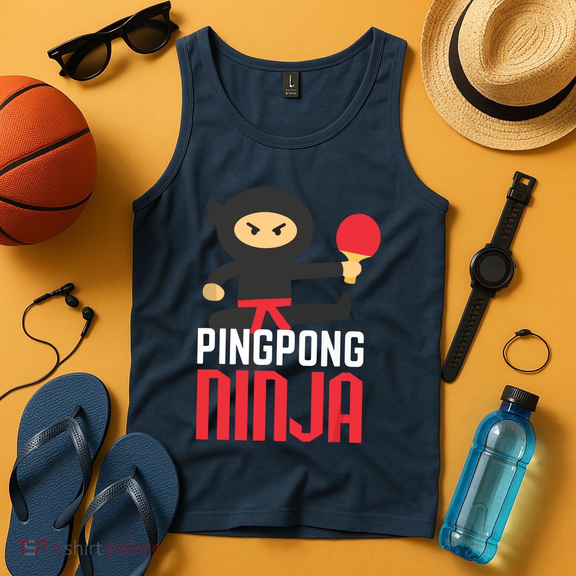 Funny Ping Pong Ninja Shirts Table Tennis Tank Top