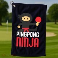 Funny Ping Pong Ninja Shirts Table Tennis Golf Towel thumb 1