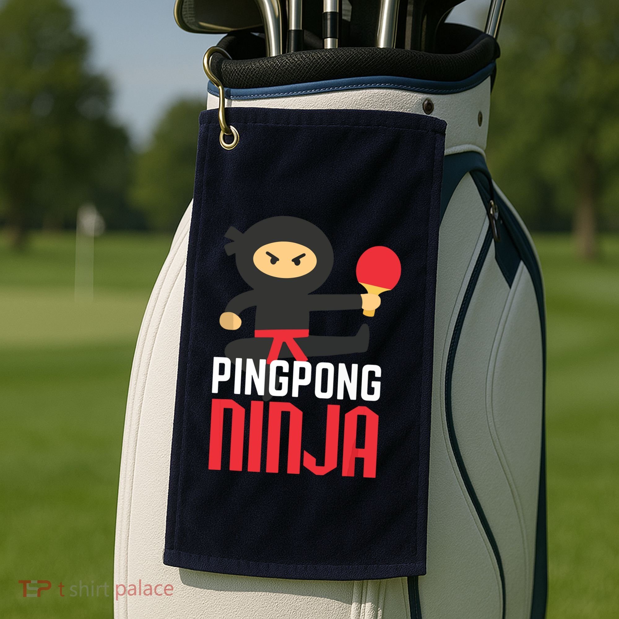 Funny Ping Pong Ninja Shirts Table Tennis Golf Towel
