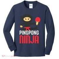 Funny Ping Pong Ninja Shirts Table Tennis Kids Long Sleeve Shirt thumb 0