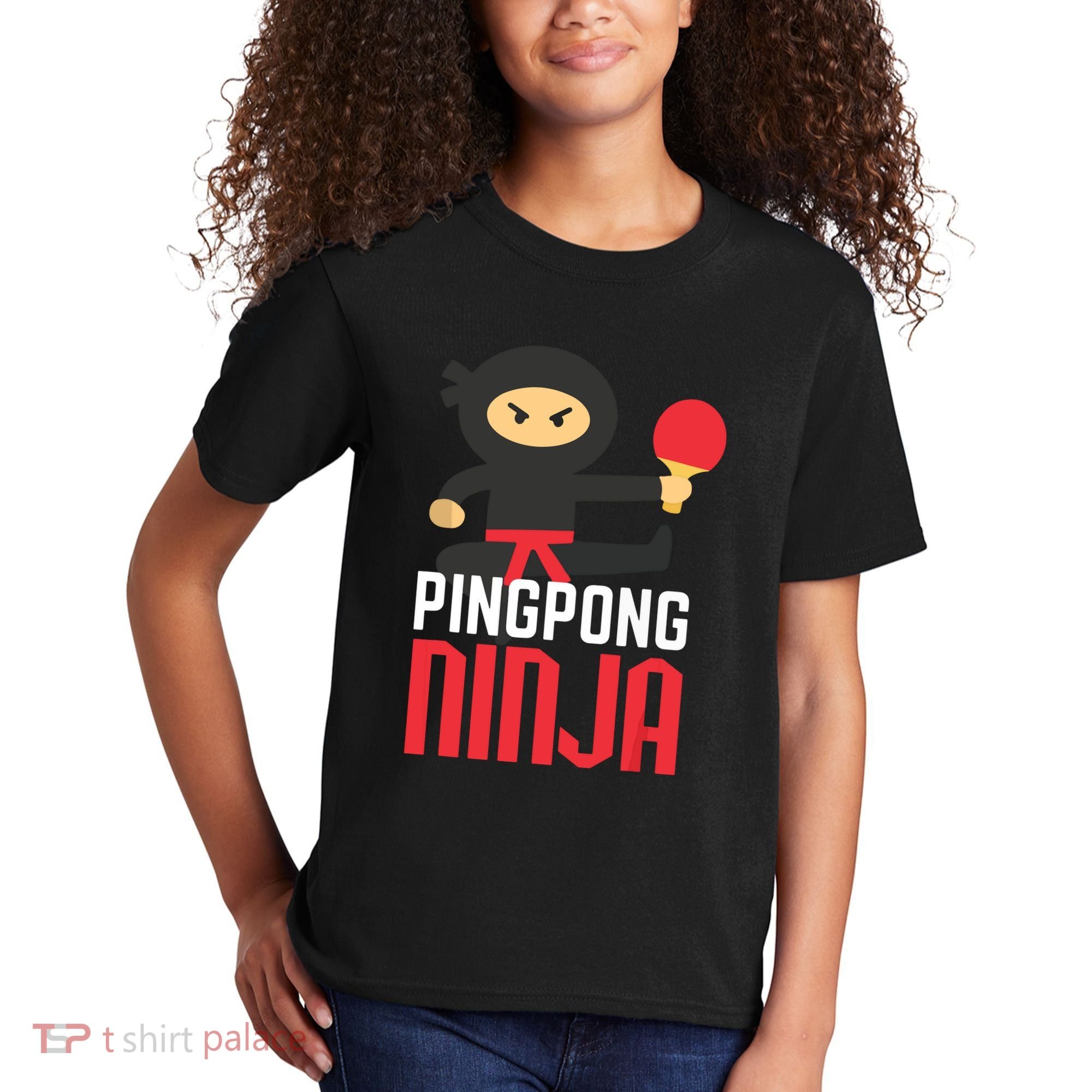 Funny Ping Pong Ninja Shirts Table Tennis Kids T-Shirt