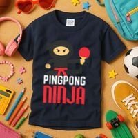 Funny Ping Pong Ninja Shirts Table Tennis Kids T-Shirt thumb 3