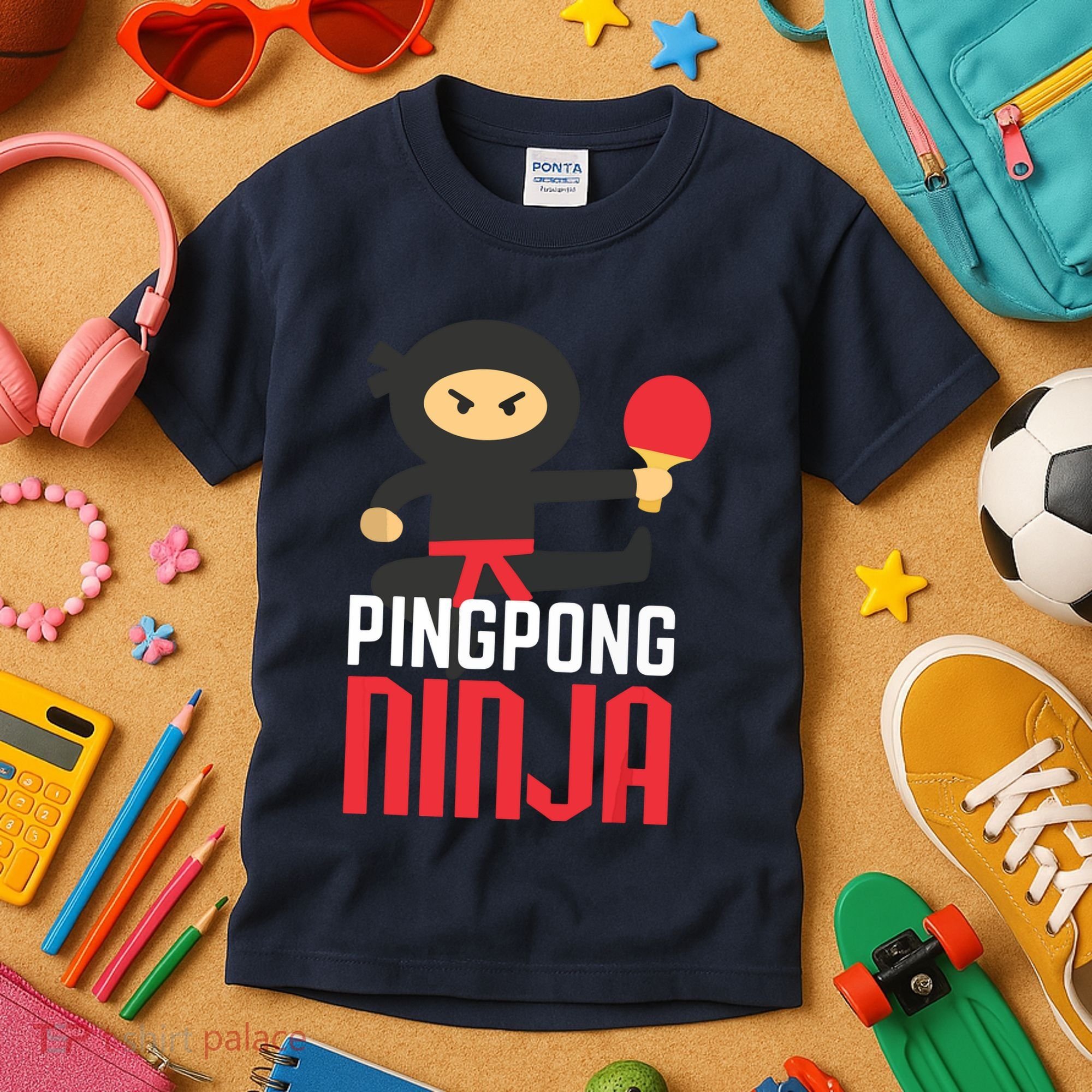 Funny Ping Pong Ninja Shirts Table Tennis Kids T-Shirt