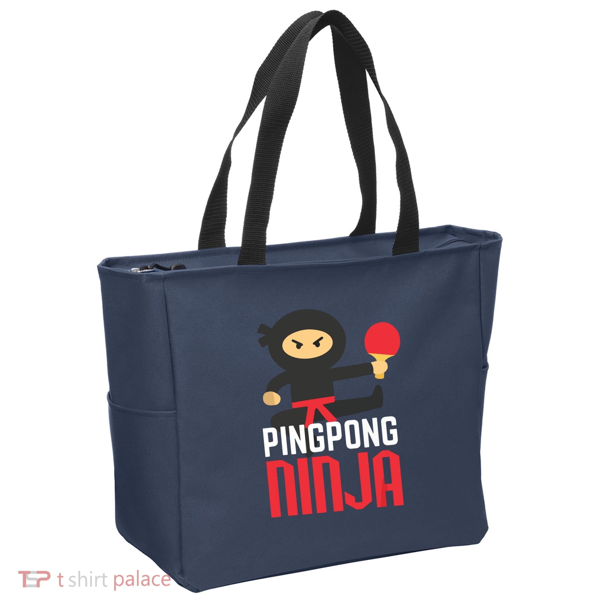 Funny Ping Pong Ninja Shirts Table Tennis Tote Bag