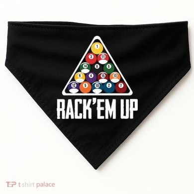 Funny Pool Player Billiard 8ball RackEm Up Gift USA-Made Doggie Bandana