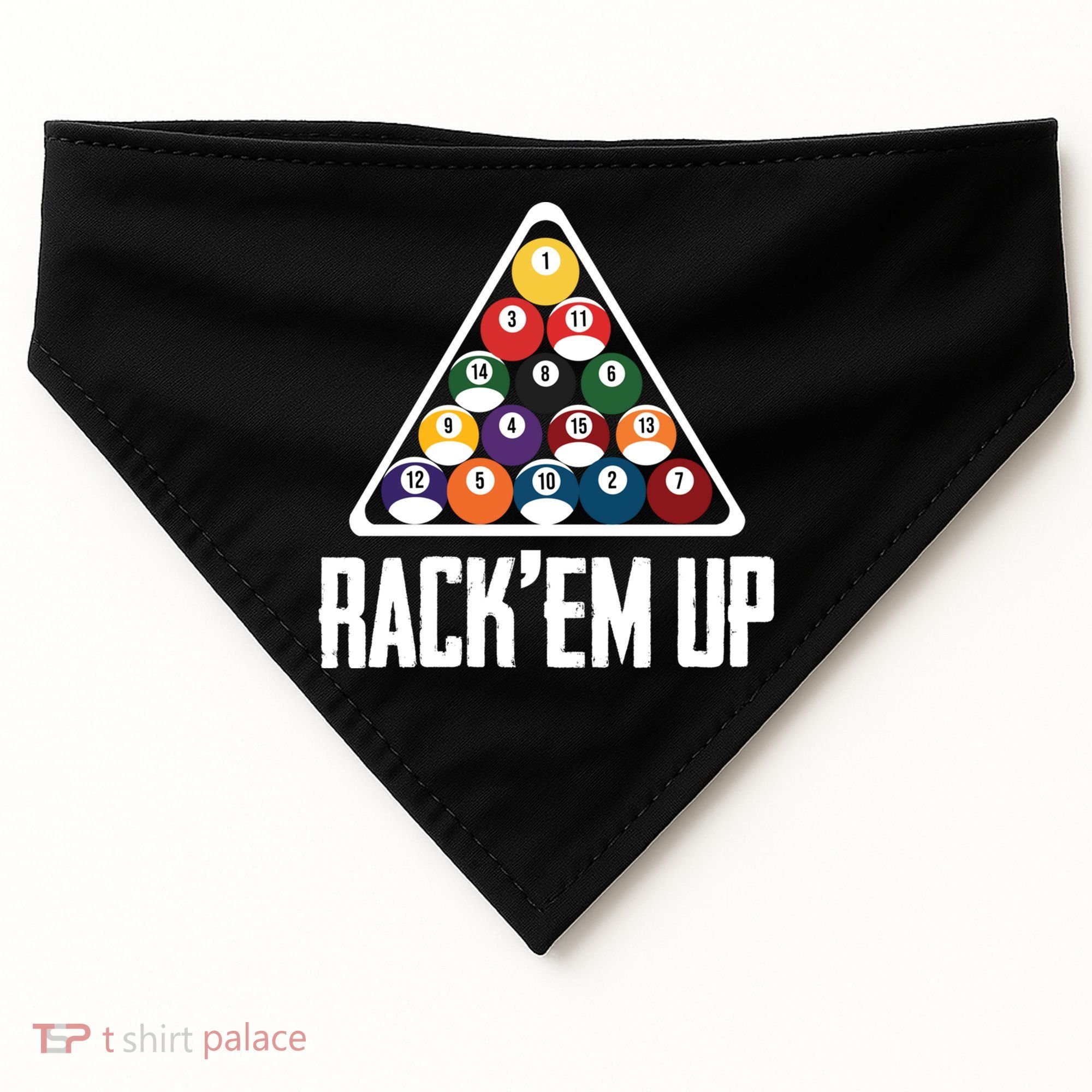 Funny Pool Player Billiard 8ball RackEm Up Gift USA-Made Doggie Bandana