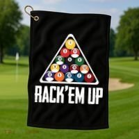 Funny Pool Player Billiard 8ball RackEm Up Gift Golf Towel thumb 1