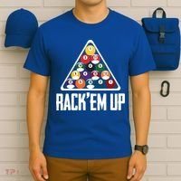 Funny Pool Player Billiard 8ball RackEm Up Gift T-Shirt thumb 6