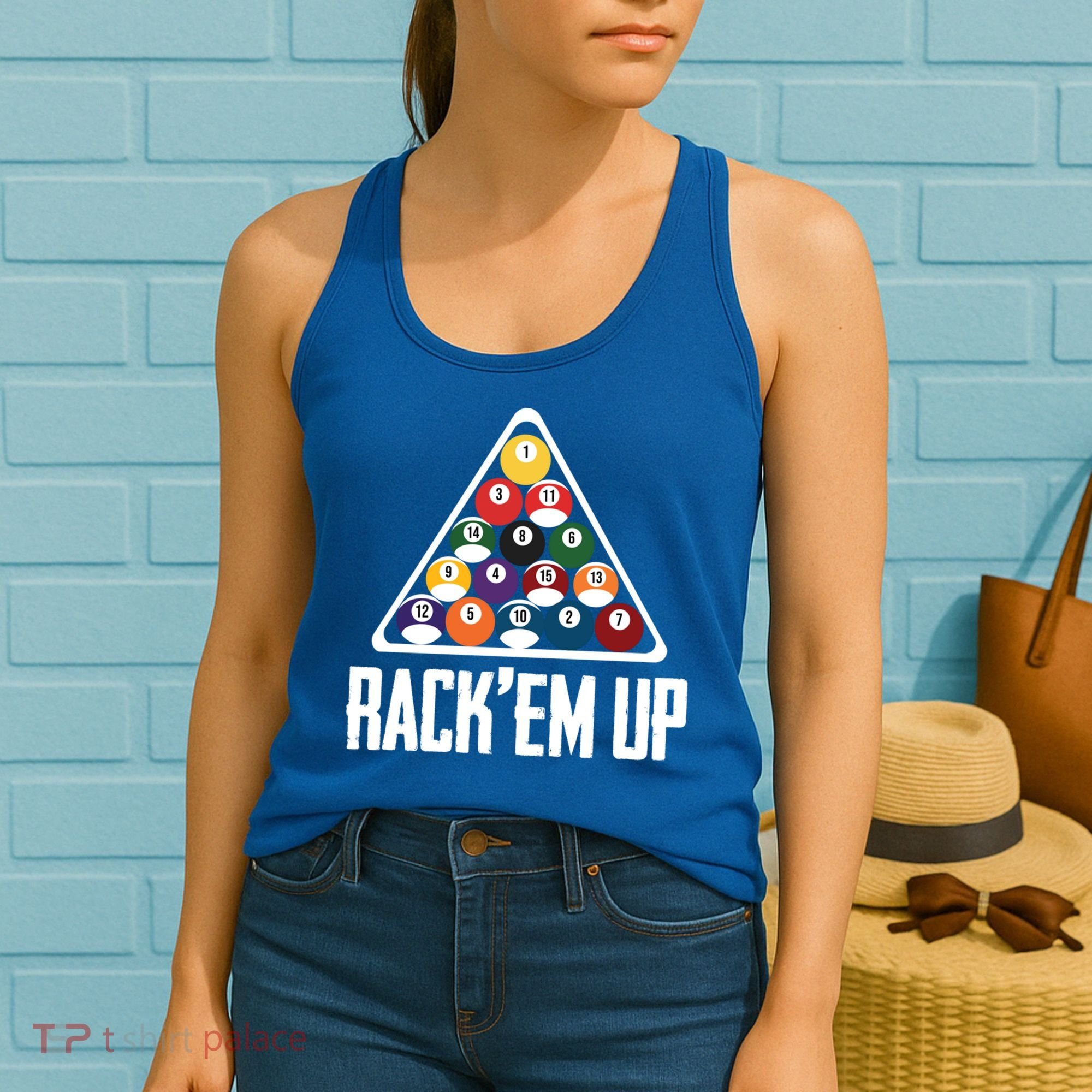 Funny Pool Player Billiard 8ball RackEm Up Gift Women's Tank Top